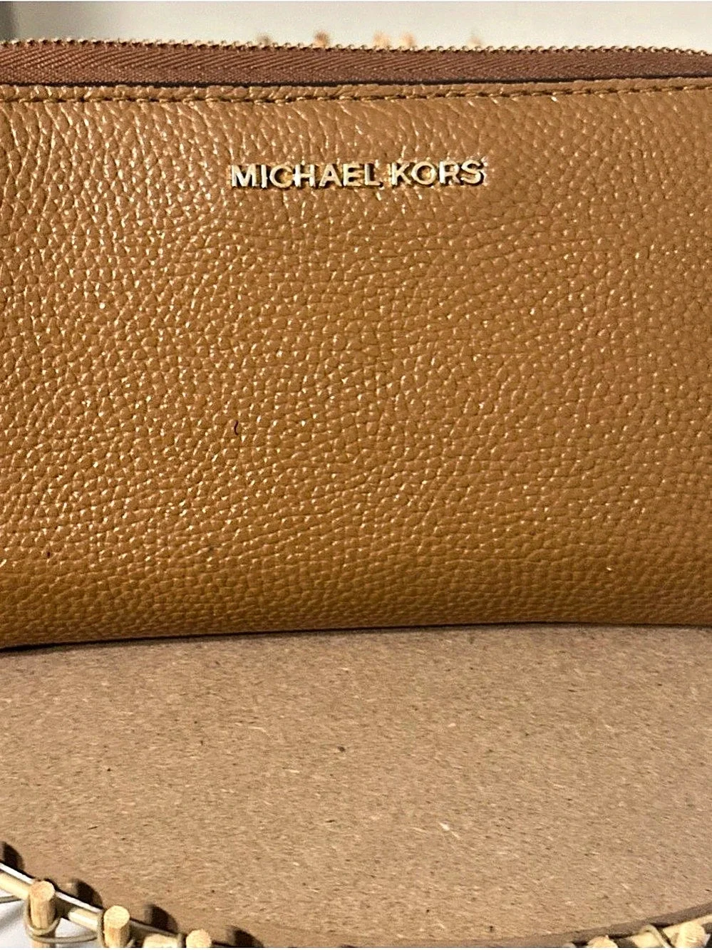 Michael Kors Jet Set Small Pebbled Leather Smartphone Crossbody Bag Brown
